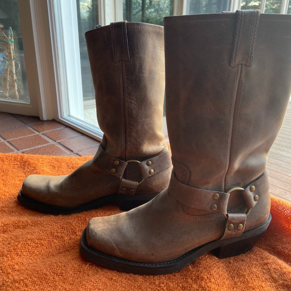 Nicole Brown Harness distressed cowboy boots